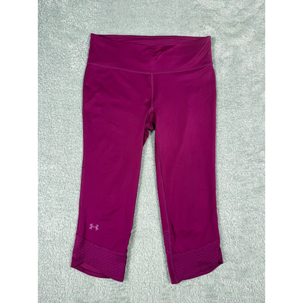 Under Armour Capri Leggings Womens M Magenta Excellent HeatGear Yoga Running